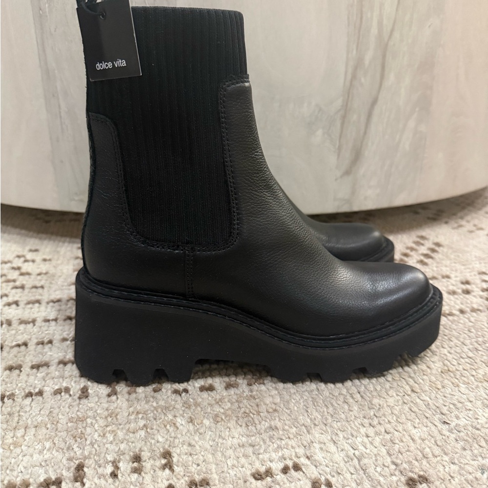 Dolce Vita Black Chunky Platform Chelsea Ankle Boots